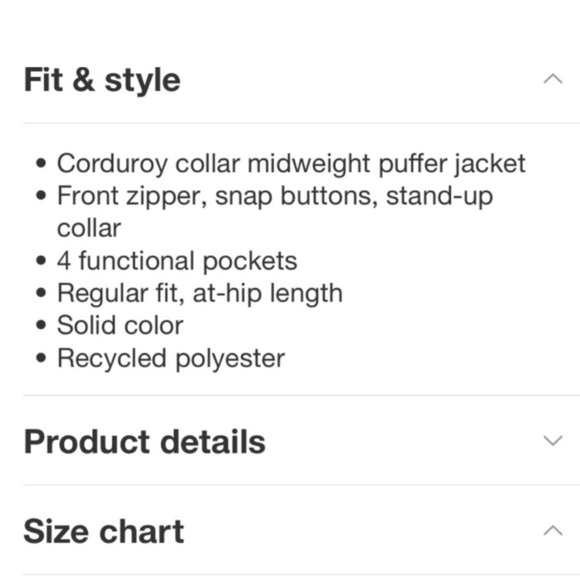 Men's Corduroy Collar Midweight Puffer
Jacket - Goodfellow & Co - Picture 4 of 7